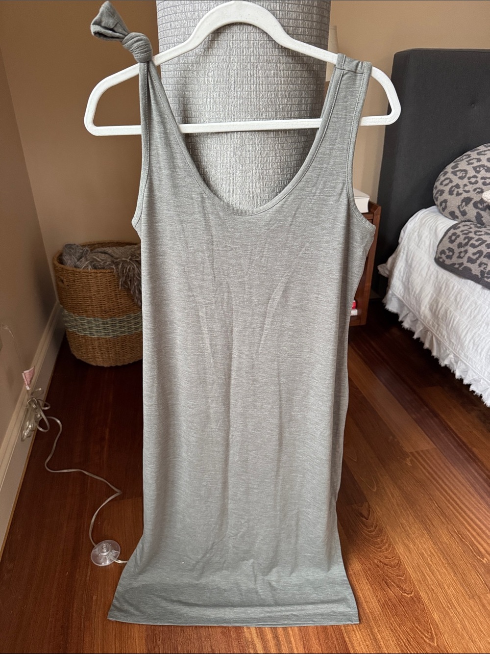 Treasure & Bond Sleeveless Midi Tank Dress in Green with Knot Shoulder